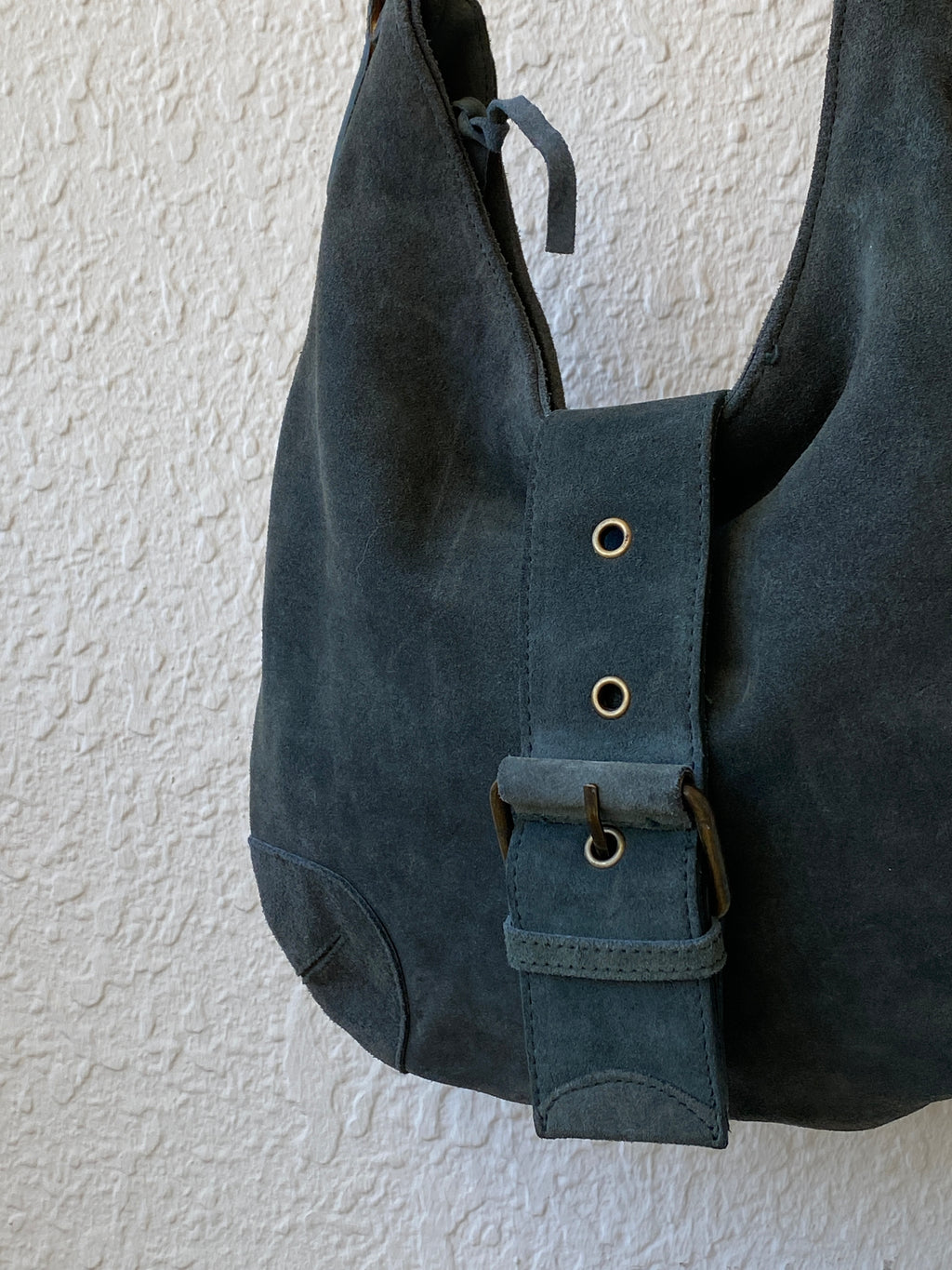 Vintage Genuine Suede Leather Slouchy Shoulder Bag
