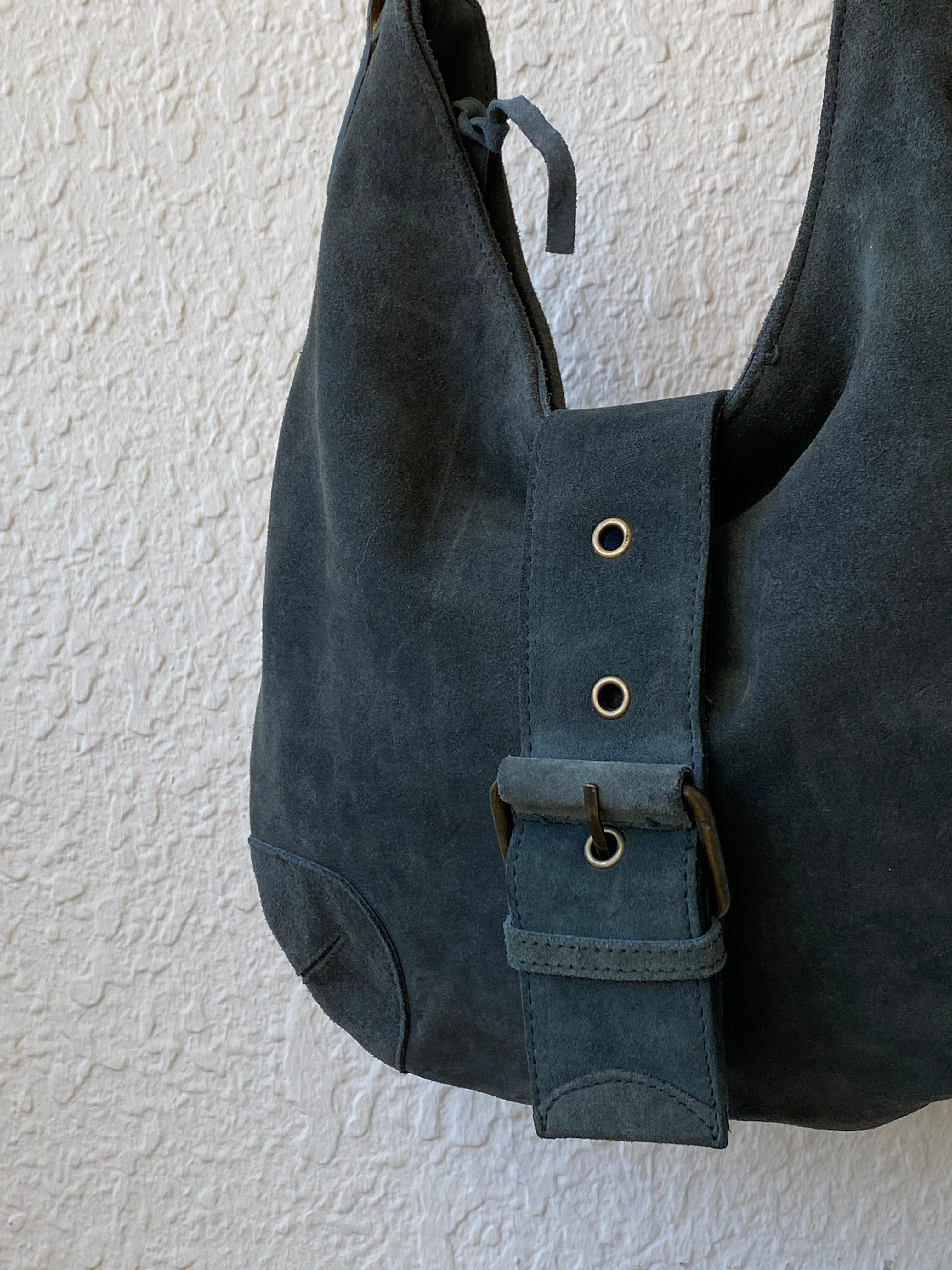 Vintage Genuine Suede Leather Slouchy Shoulder Bag