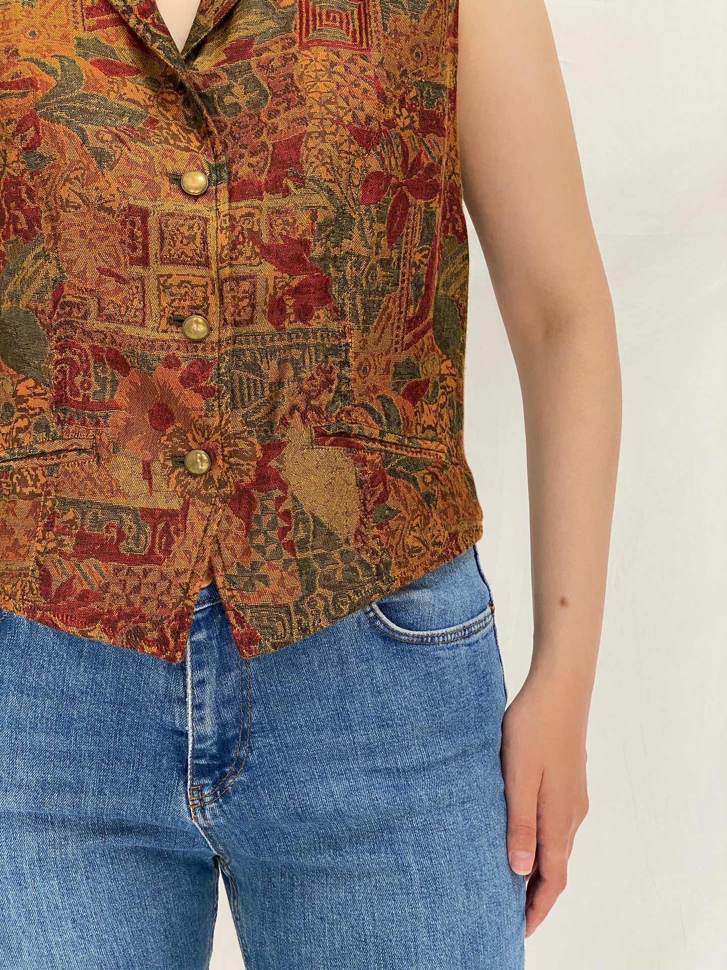 Vintage 90s Liz Wear Tapestry Floral Button-Up Vest - M