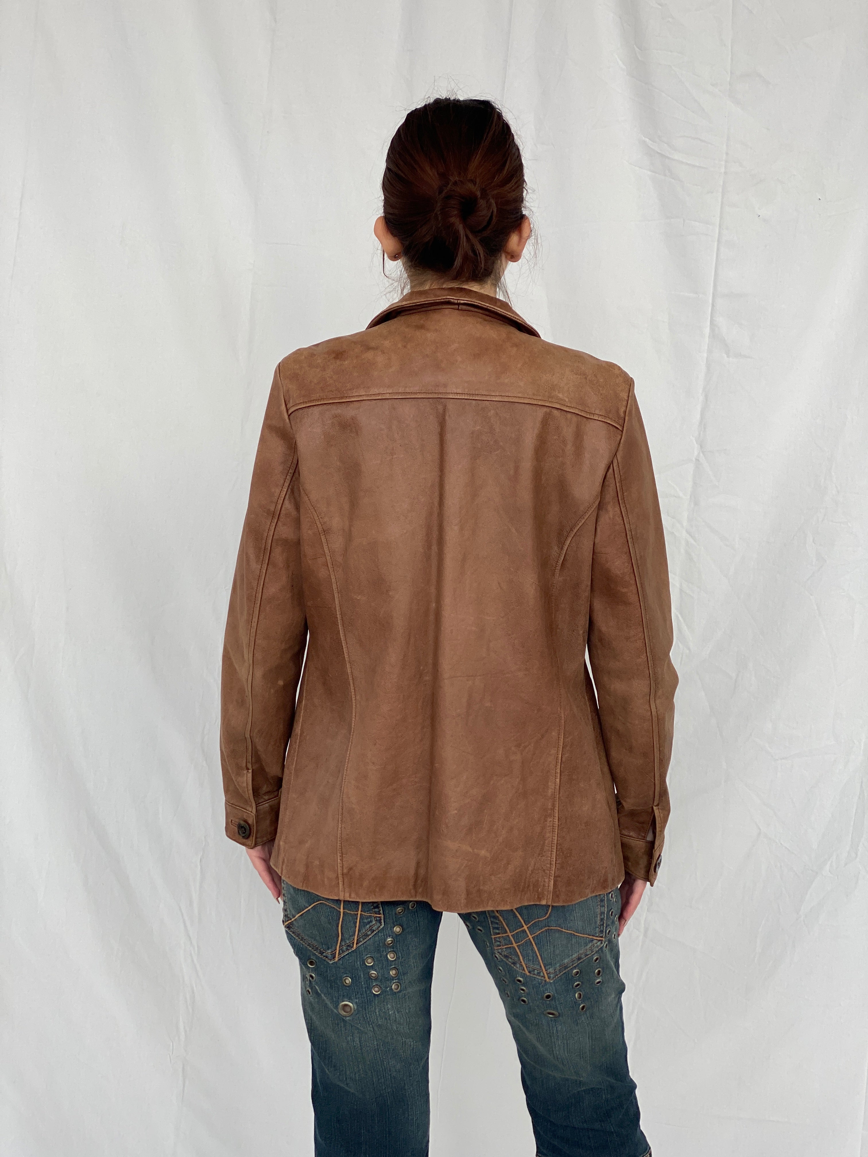 Vintage Club Manaco Classic Brown Leather Jacket - M