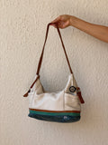 The Sak Genuine Leather Shoulder Bag – White & Green Colorblock Purse Hobo Tote