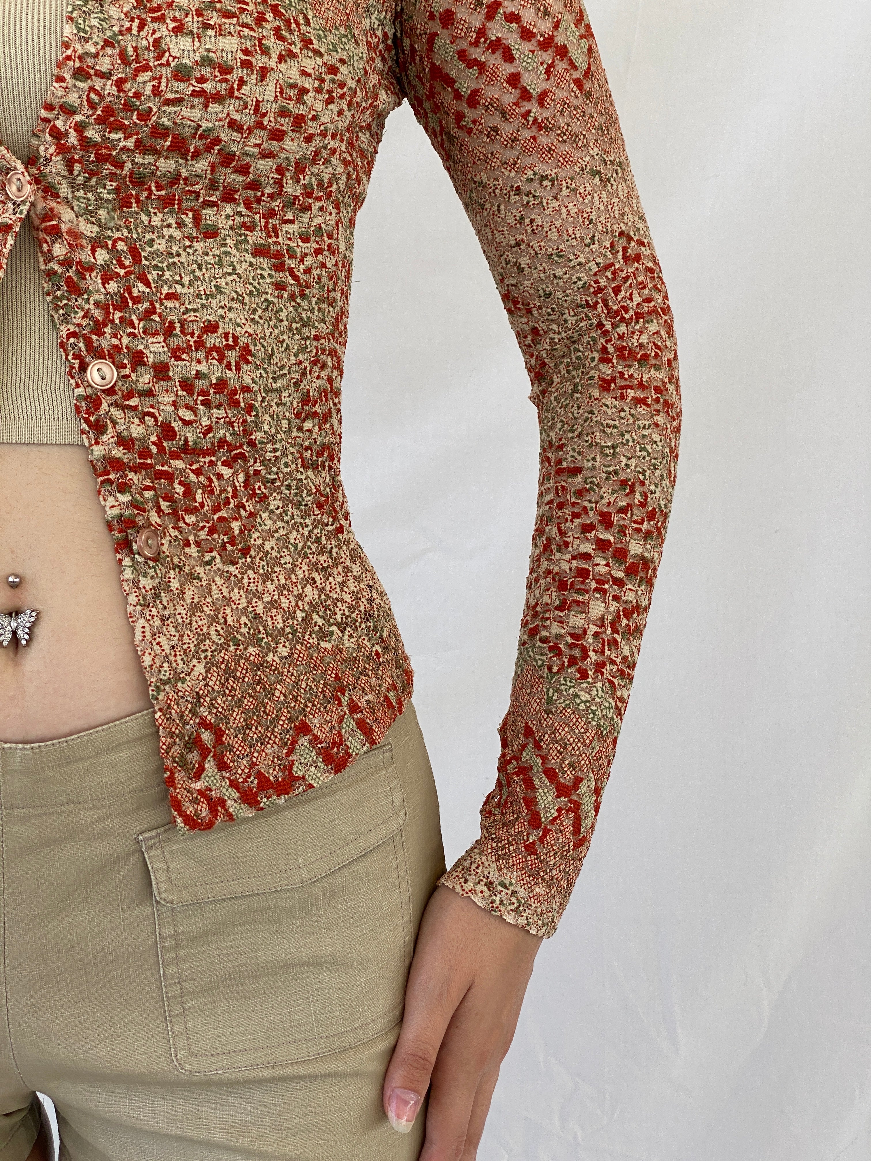 Vintage Y2K Click . Click USA Orange Full Sleeve Button Up Shirt - S