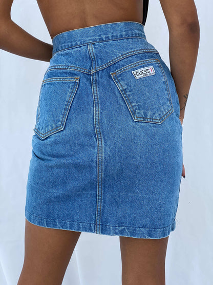 Vintage 80s/90s Guess Paris Denim Skirt - Balagan Vintage Mini Skirt 90s, mini denim skirt, mini skirt, NEW IN, summer, Tojan