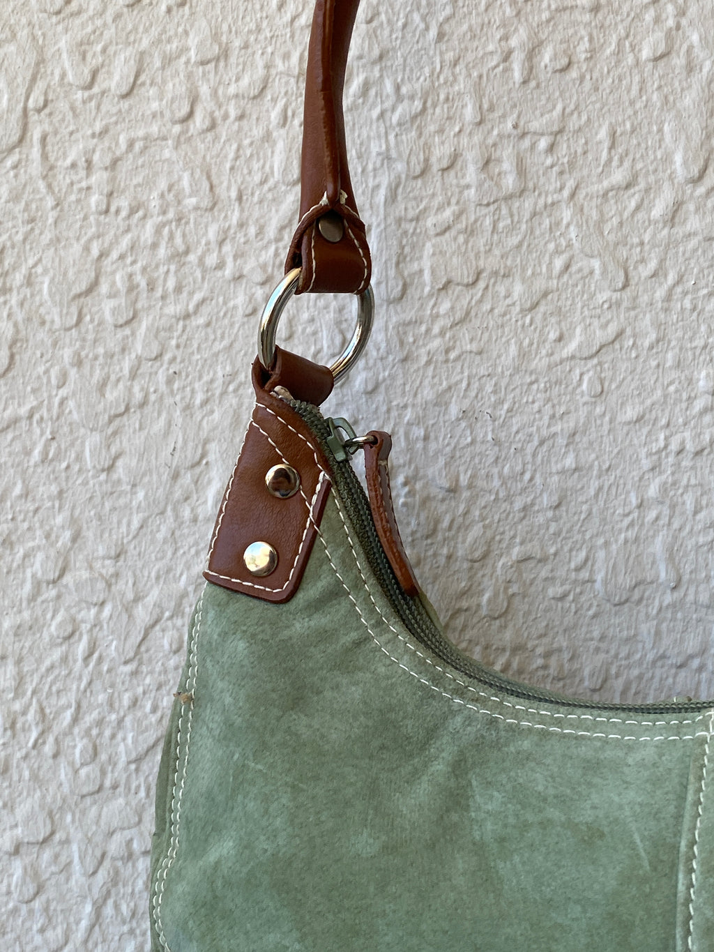 Vintage Green Genuine Suede Purse Women’s Soho Shoulder Bag