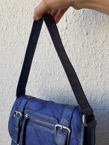Everyday Elle Navy Blue Shoulder Bag With Buckle Detail & Adjustable Strap