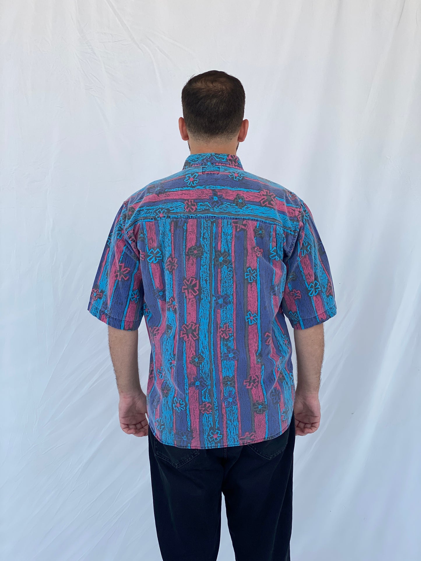 Vintage Shah Safari Printed Cotton Shirt - M