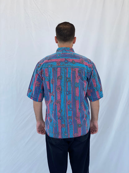 Vintage Shah Safari Printed Cotton Shirt - M