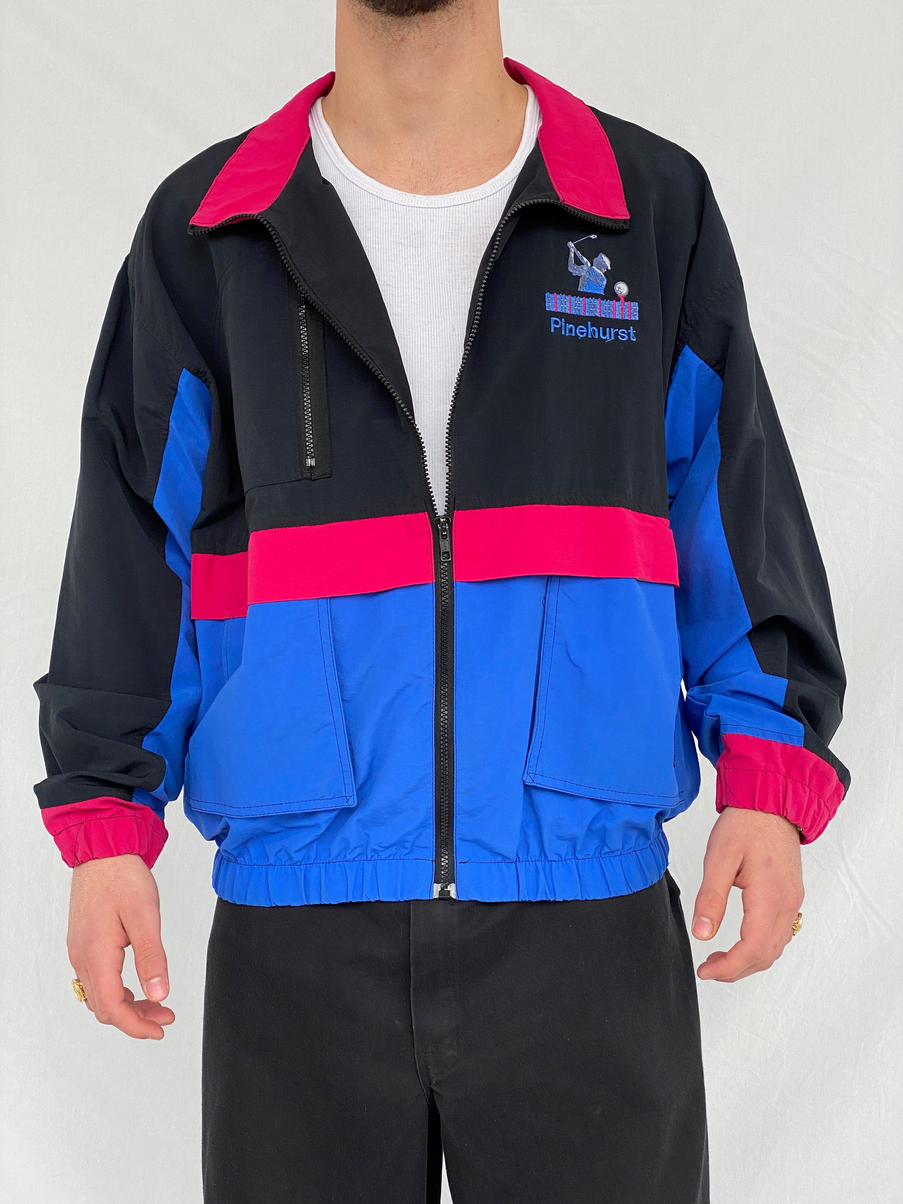 جاكيت رياضي أسود من ستاربس بتصميم عتيق من الثمانينيات والتسعينيات - مقاس كبير