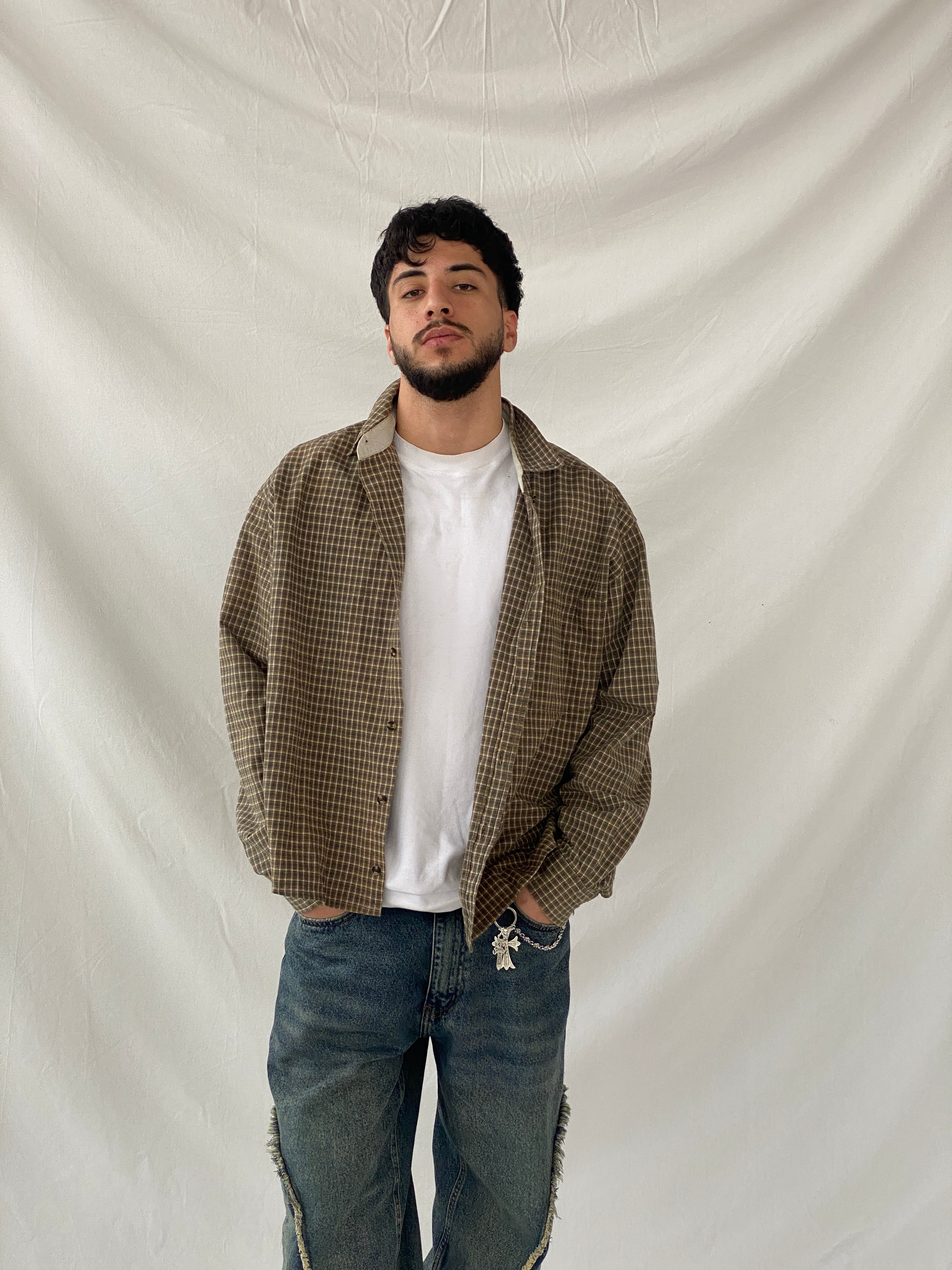 قميص رجالي من ريمينجتون فينتاج بأكمام طويلة وأزرار - مقاس XL