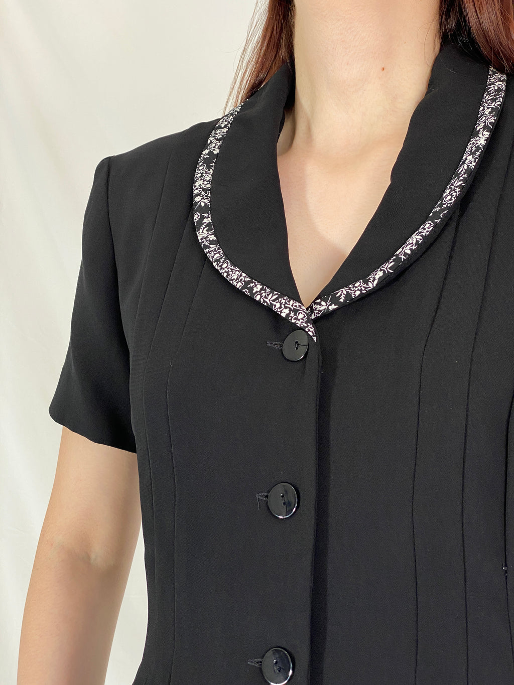 Danny & Nicole Vintage Black Blazer Women’s Short Sleeve Tailored Office Jacket with Waist Detail - M