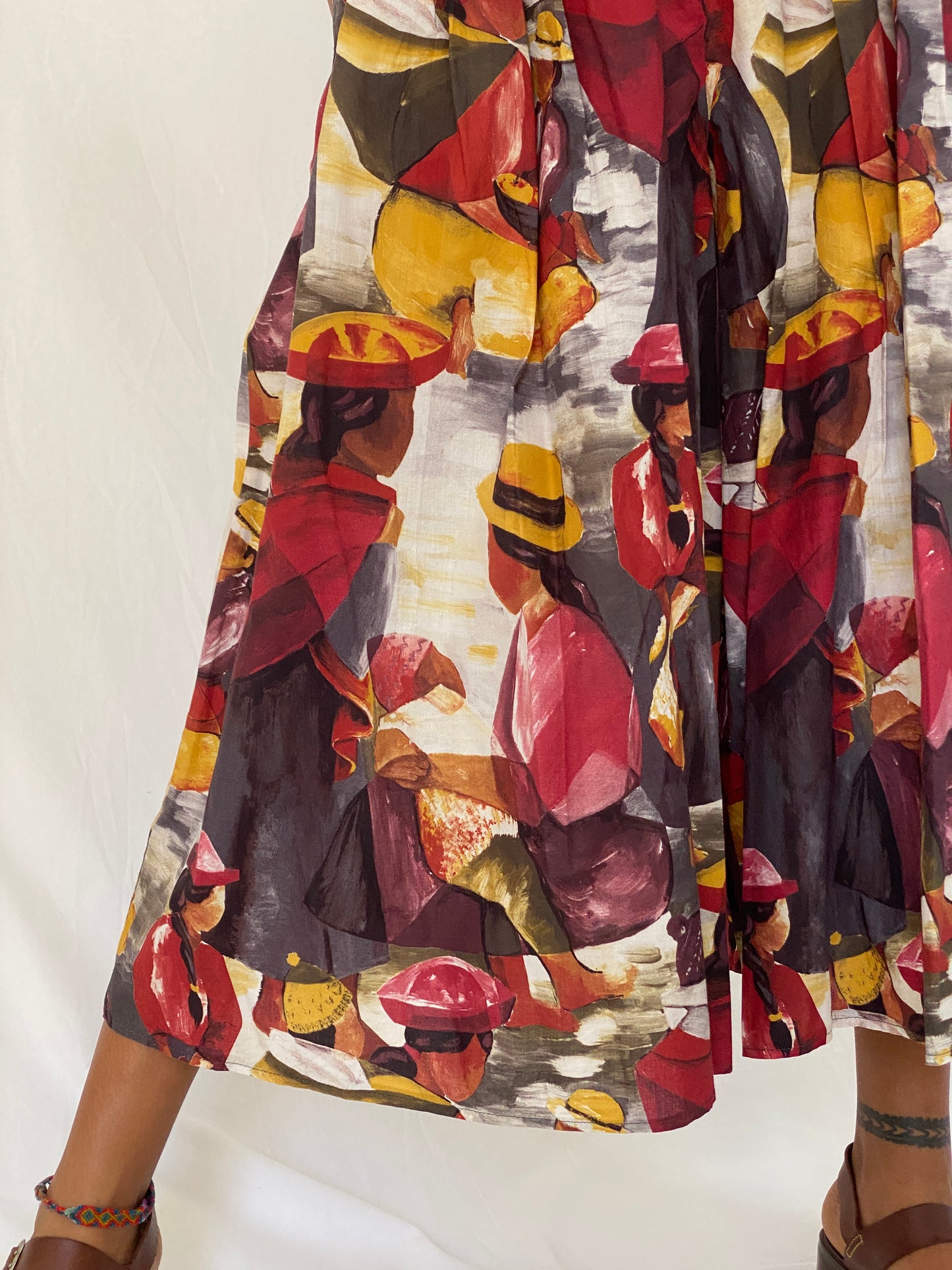 Vintage 90s Frawil Multicolor Abstract Wide Leg Culotte Pants – S