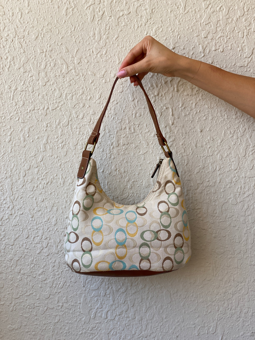 Cutest Treviso Tan Monogram Small Brown Strap Women’s Shoulder Bag