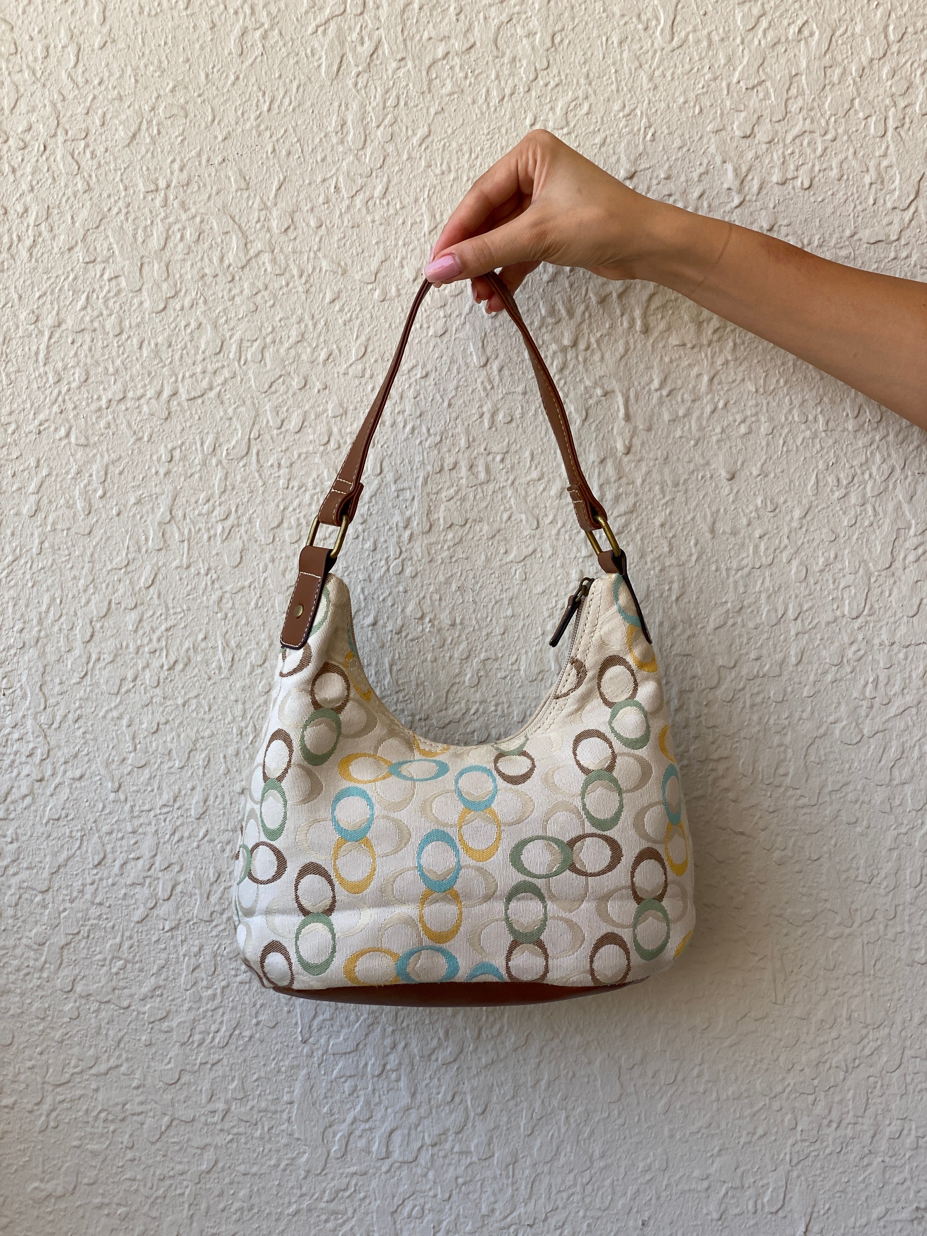 Cutest Treviso Tan Monogram Small Brown Strap Women’s Shoulder Bag