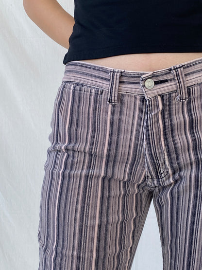 Y2K No Boundaries Striped Pink & Black Corduroy Flare Pants - 40EUR