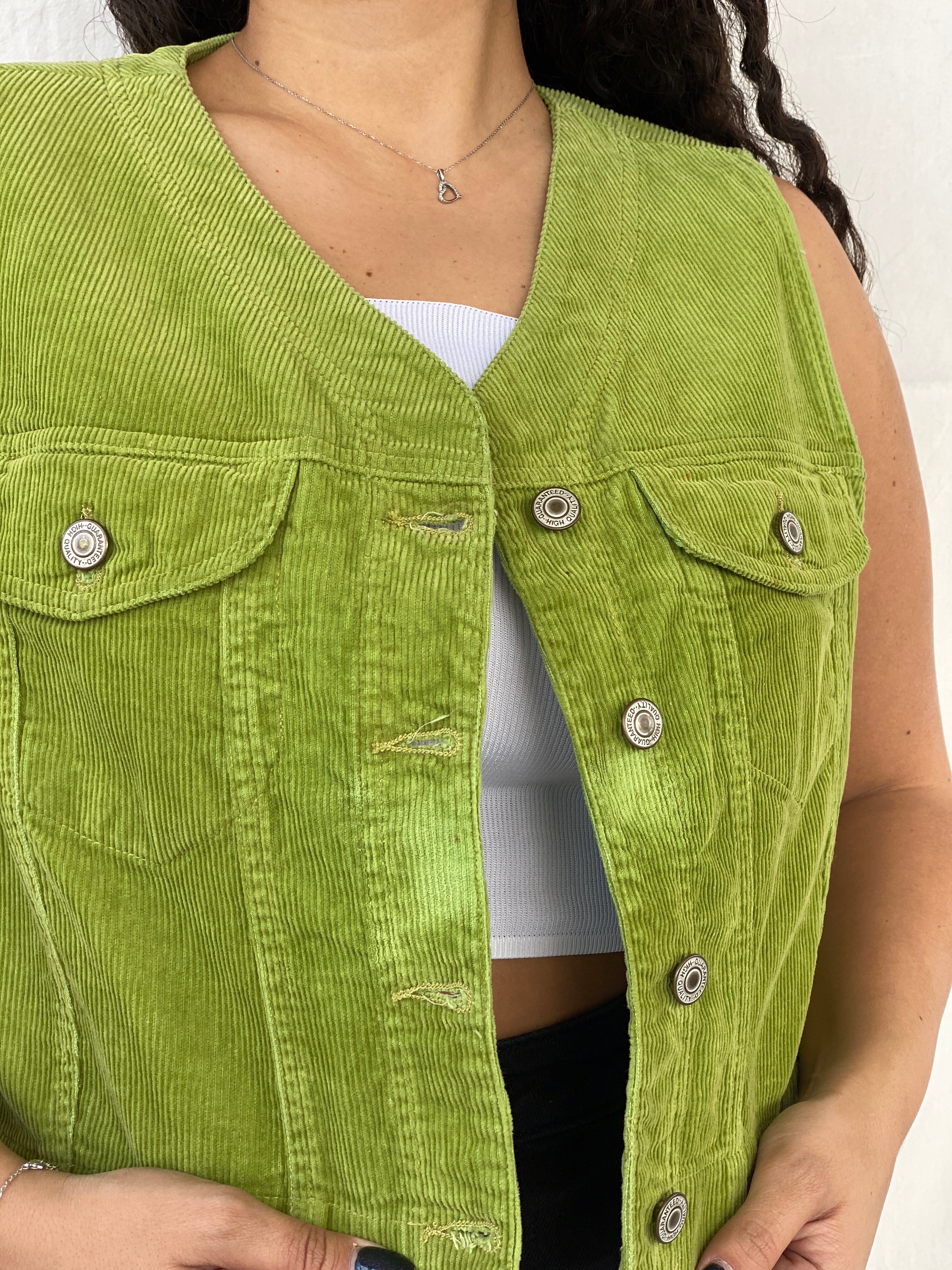 Y2K Hema Green Corduroy Vest - XL