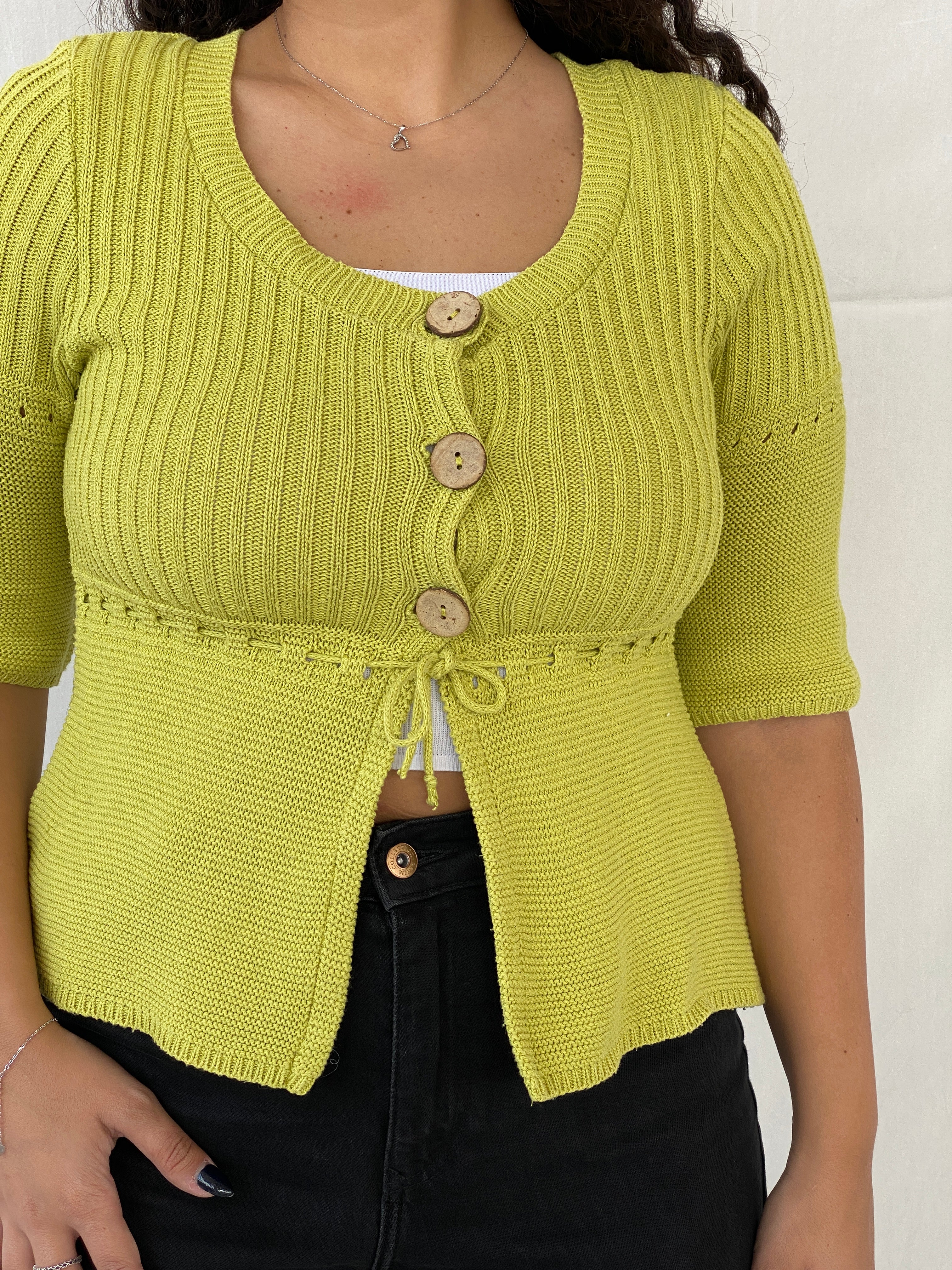 Vintage Cache Cache Green Knitted Cardigan - L