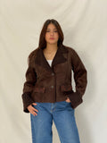 Y2K Together Brown Faux Suede Teddy Trim Jacket - L