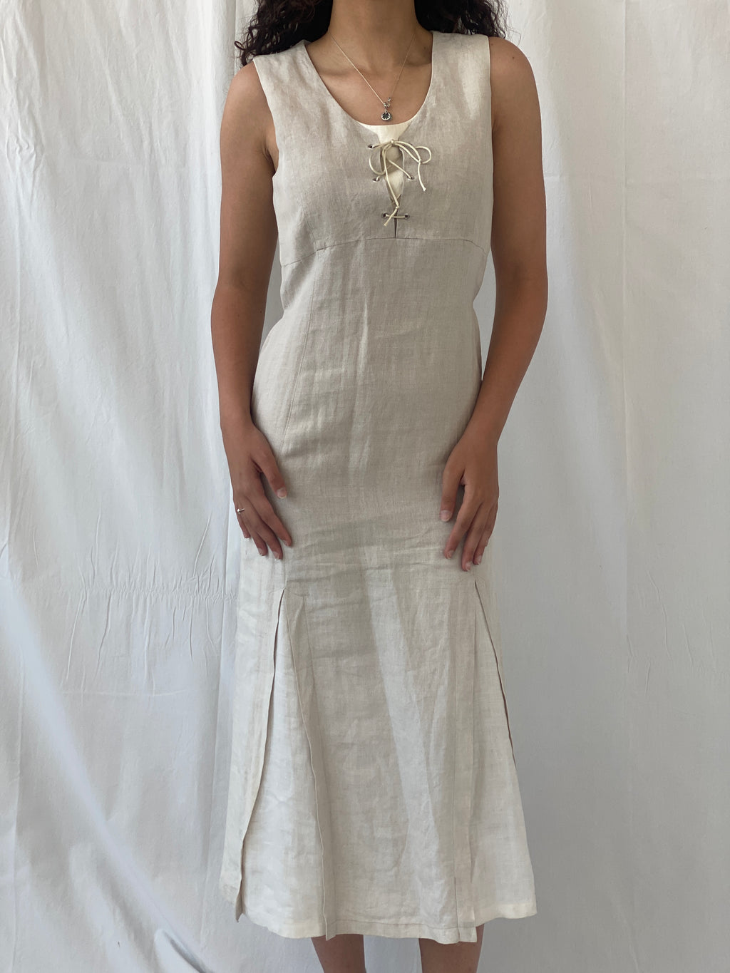 Vintage Motys Collection Paris Beige Linen Midaxi Women’s Dress - M