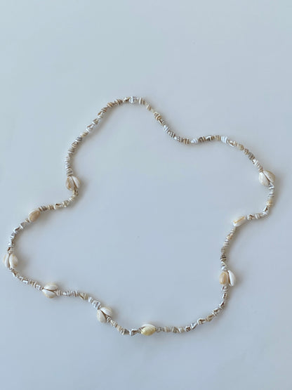 Natural Shell Beach Costal Ivory Nautical Cowrie Conch Nautilus Shells Necklace