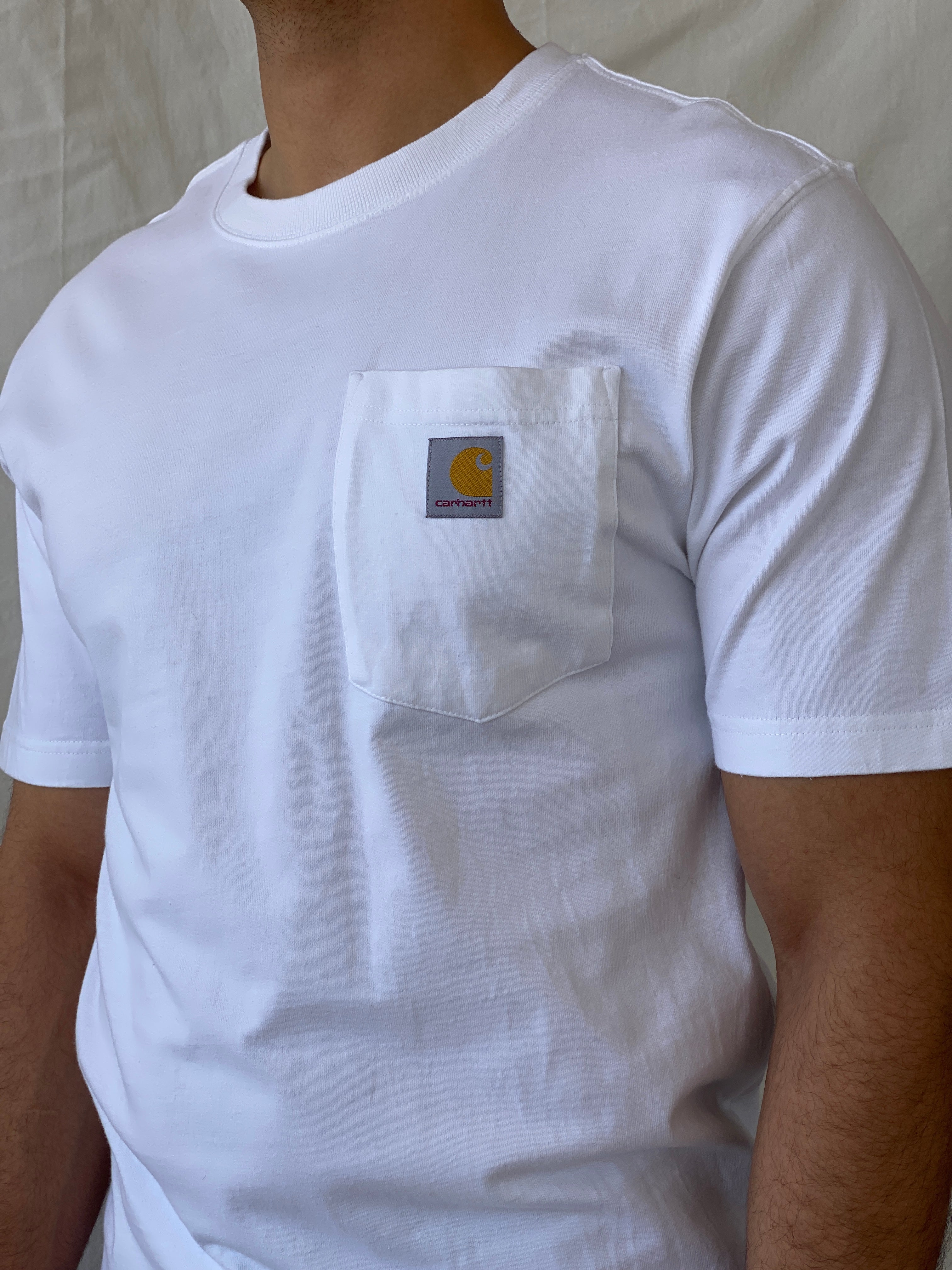 Carhartt WIP Pocket Men’s Loose Fit White Cotton T-shirt - S