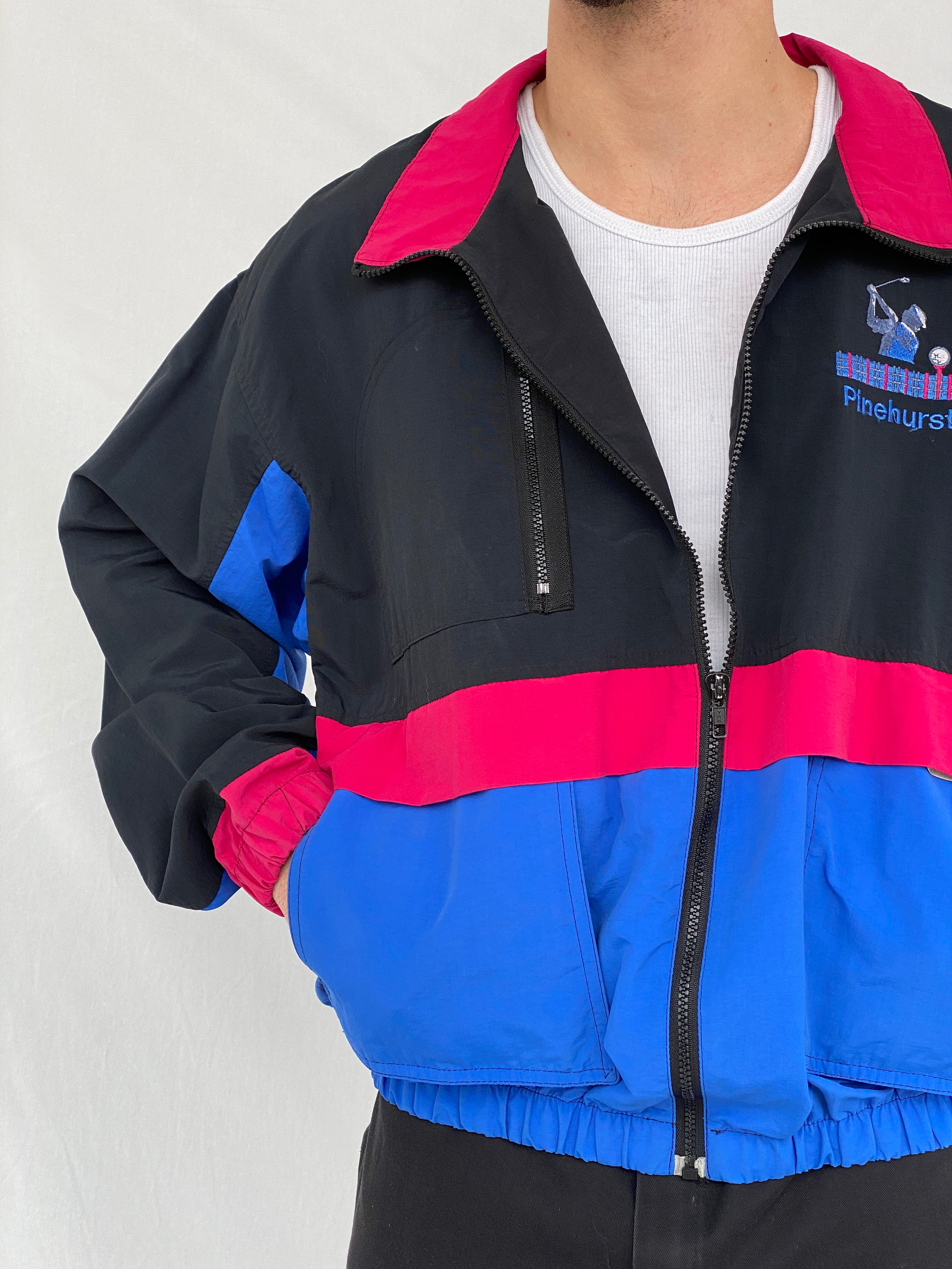 جاكيت رياضي أسود من ستاربس بتصميم عتيق من الثمانينيات والتسعينيات - مقاس كبير