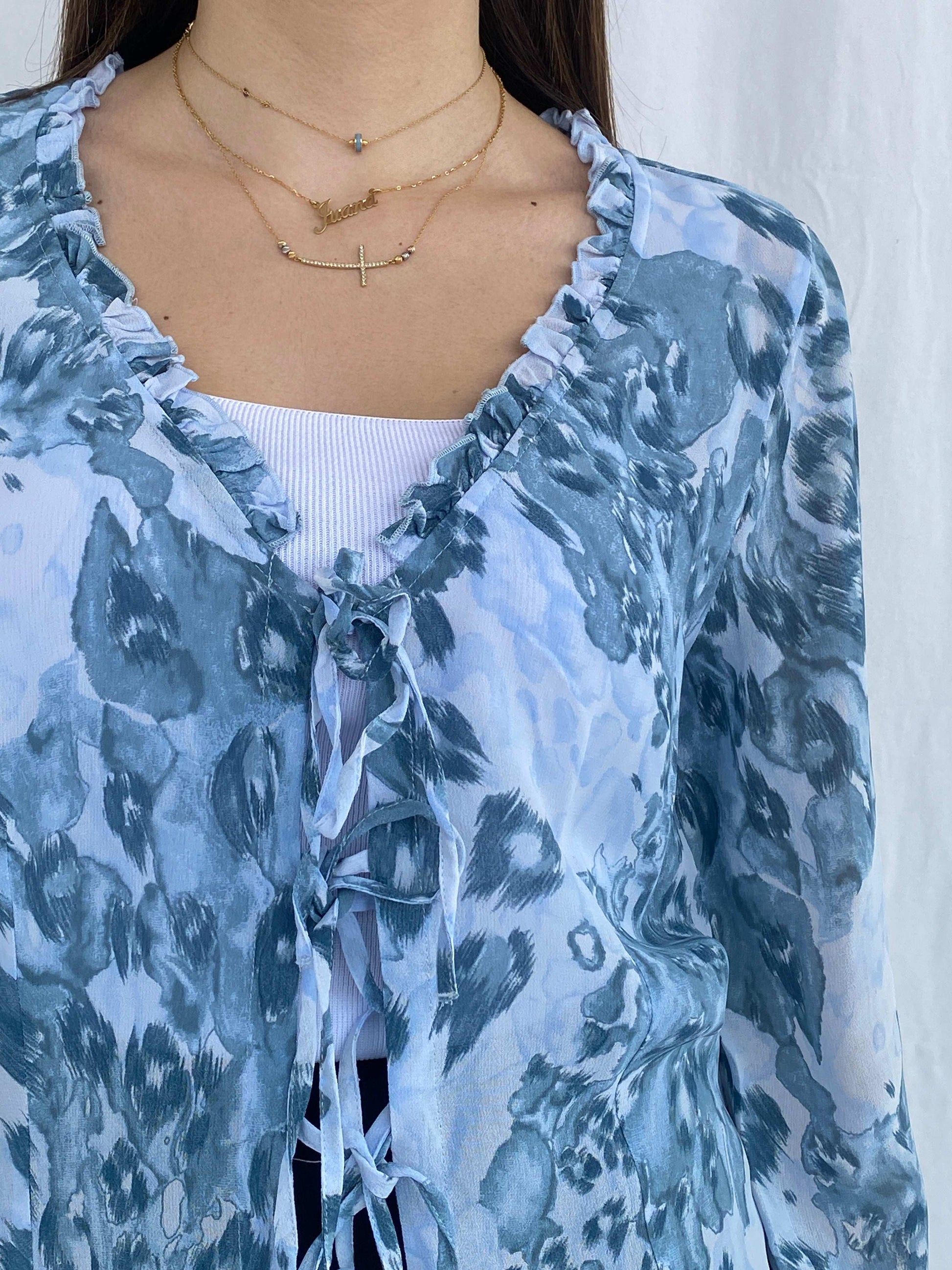 Per Una by Marks&Spencer Sheer Blue Cardigan Size L - Balagan Vintage Cardigan cardigan, full sleeve shirt, groovy, groovy print, groovy shirt, Juana, NEW IN, women skirt