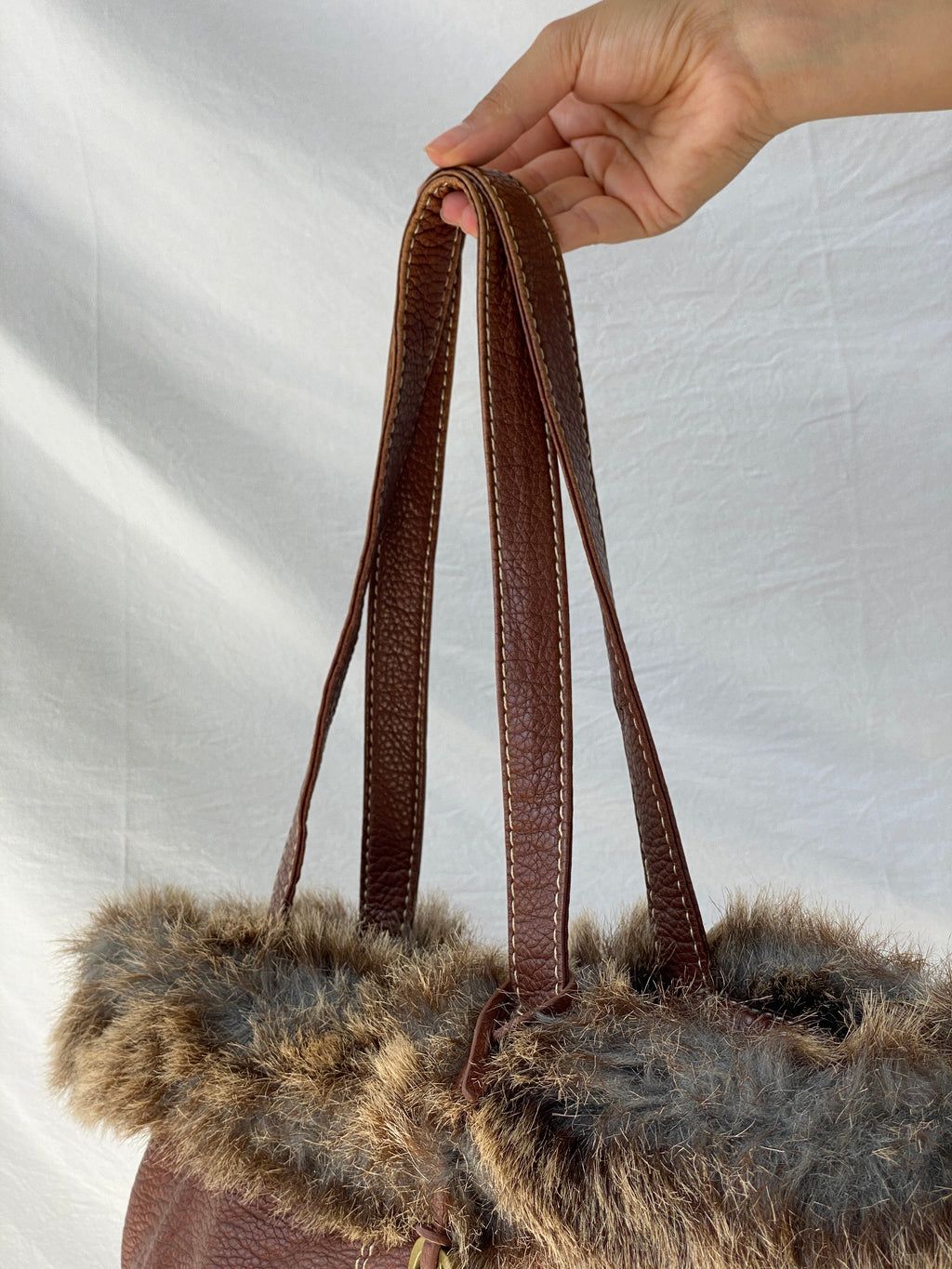 Red By Marc Ecko Faux Fur Trimmed Tote Bag