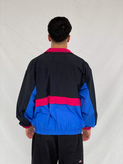 Vintage 80s/90s STARBUS Black Windbreaker Track Jacket - L