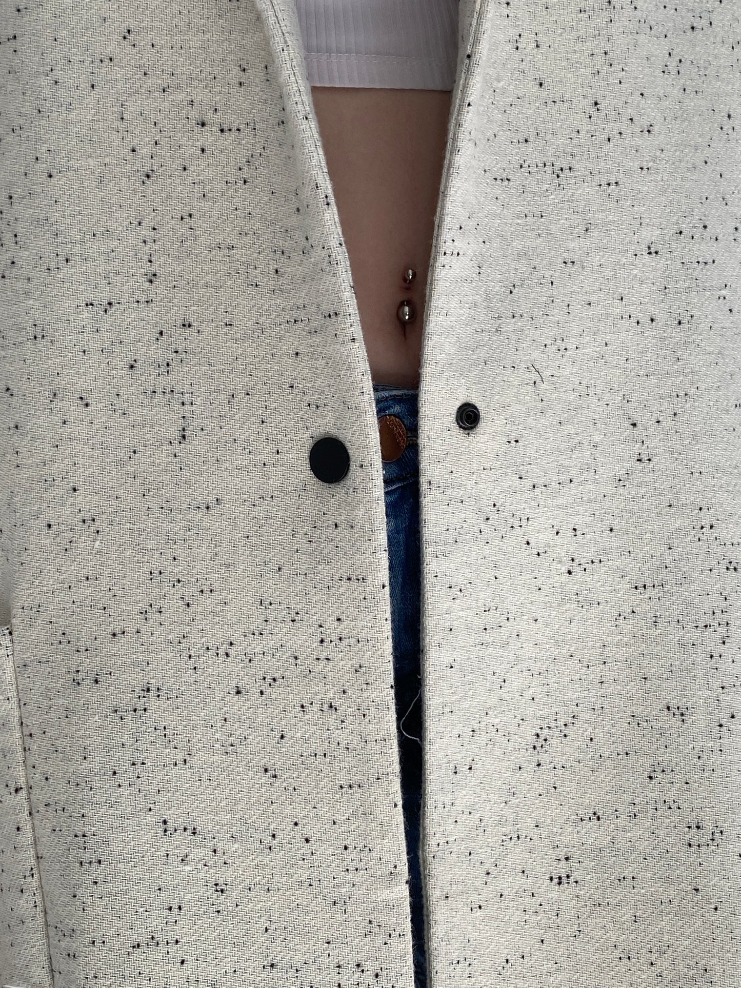 Autograph Cream Speckled Oversized Wool-Blend Italian Fabric Coat - XL