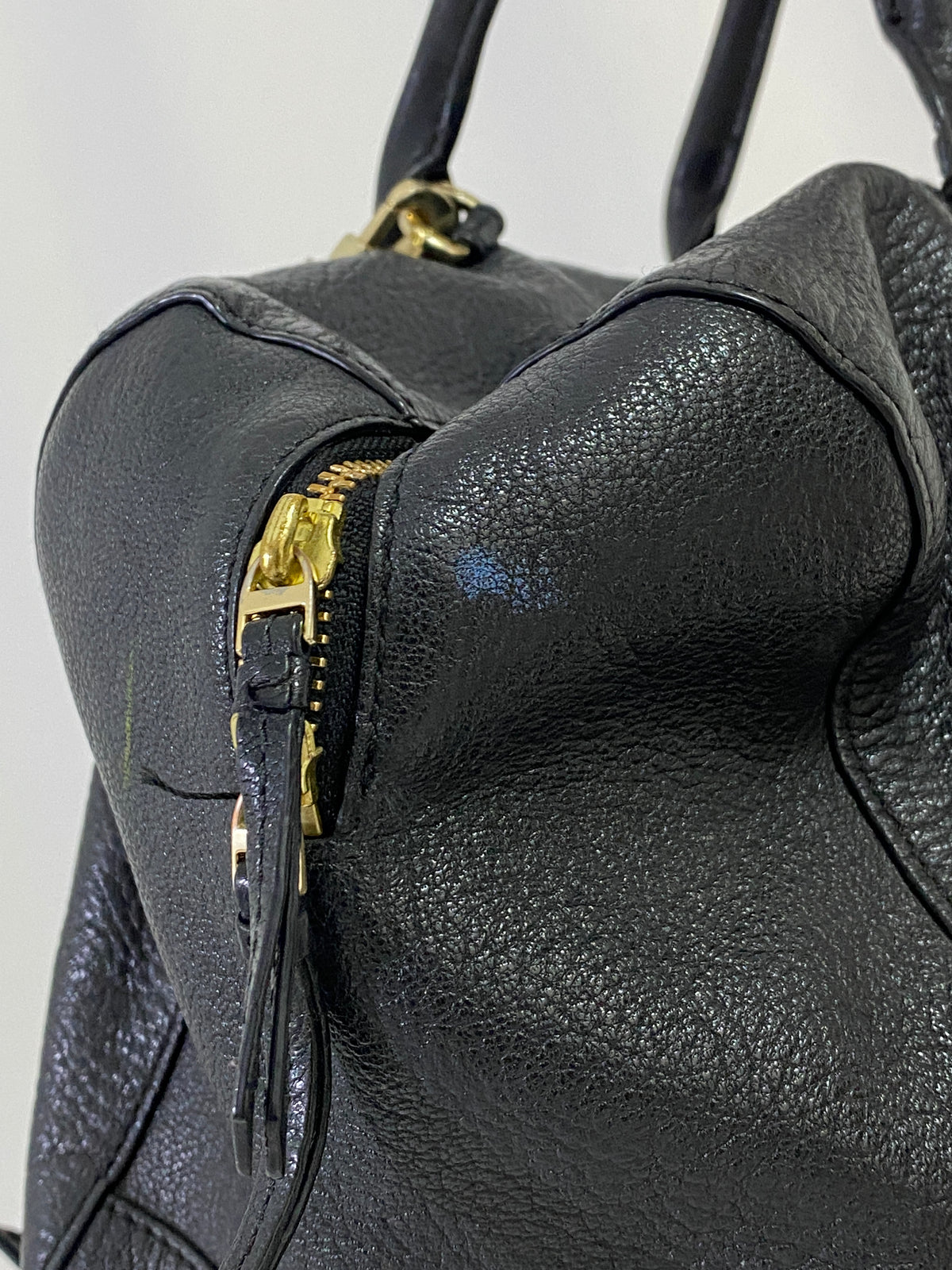 Tory Burch Marion Black Pebbled Leather Satchel Bowler Bag with Gold Hardware Tory Burch Marion Black Pebbled Leather Satchel Bowler Bag with Gold Hardware