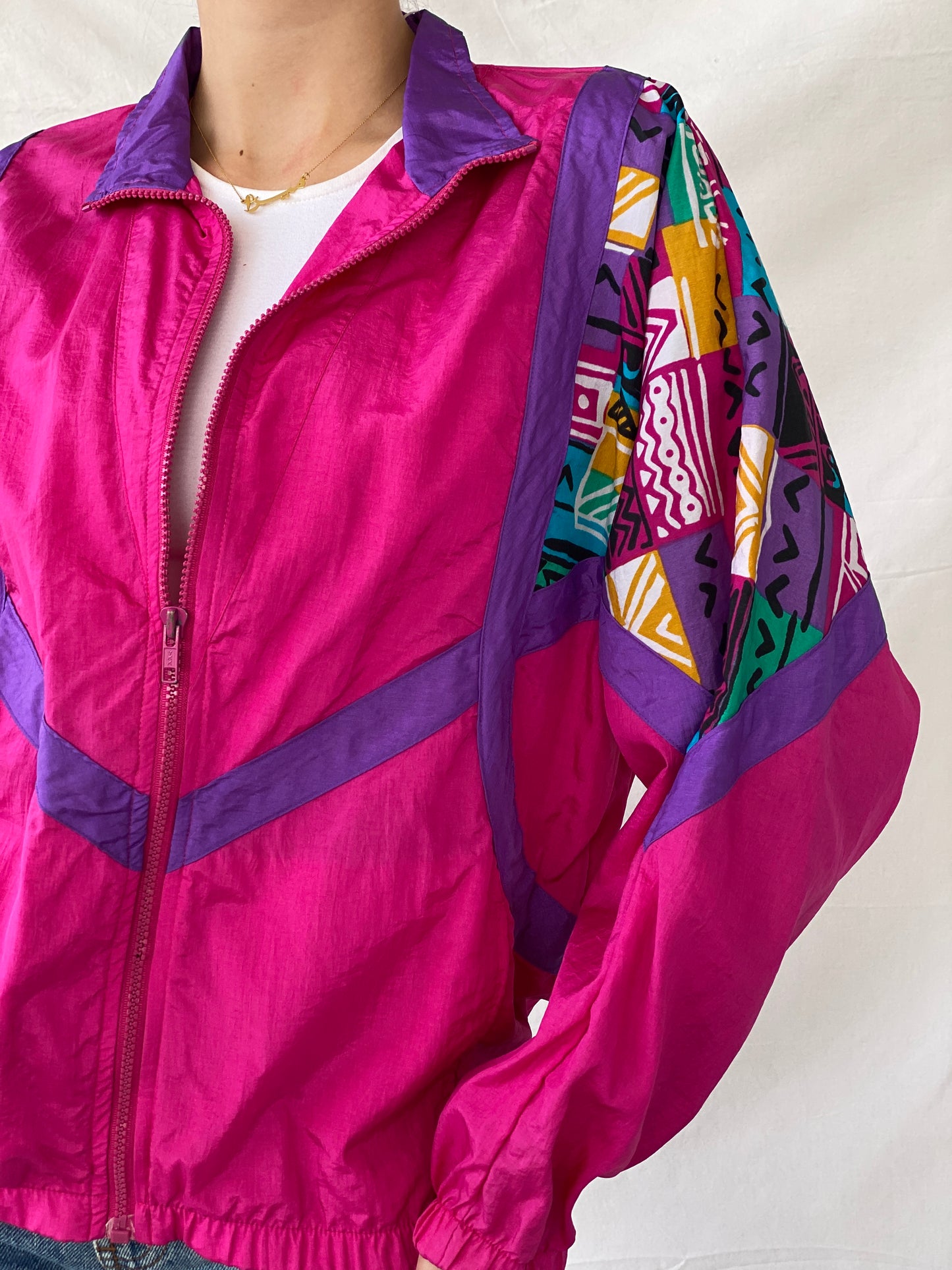 Vintage 90s Healthy Attitude Pink Windbreaker Jacket - M