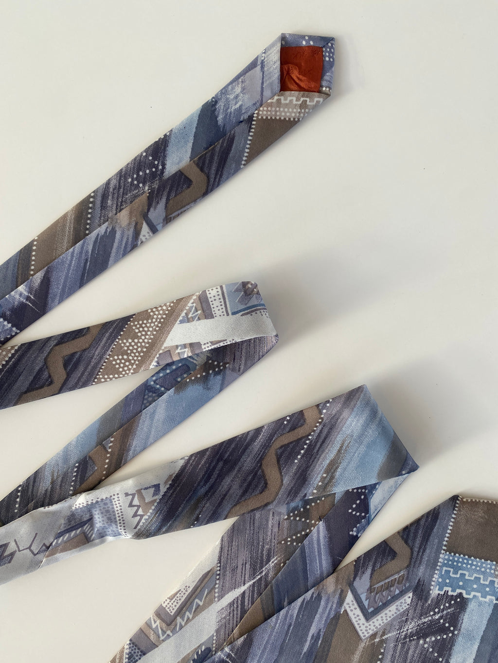 Vintage Handmade Blue Abstract Print Men’s Neck Tie