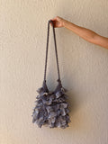 Y2K Ruffled Crochet Shoulder Bag Knitted Gray Whimsy Crossbody Bag