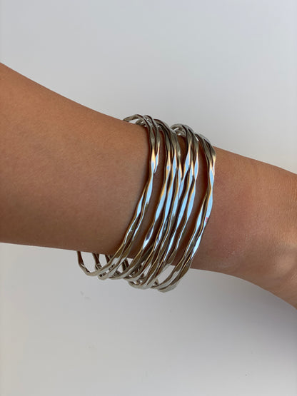 Vintage Silver-Tone Multi-Strand Open Cuff Bracelet