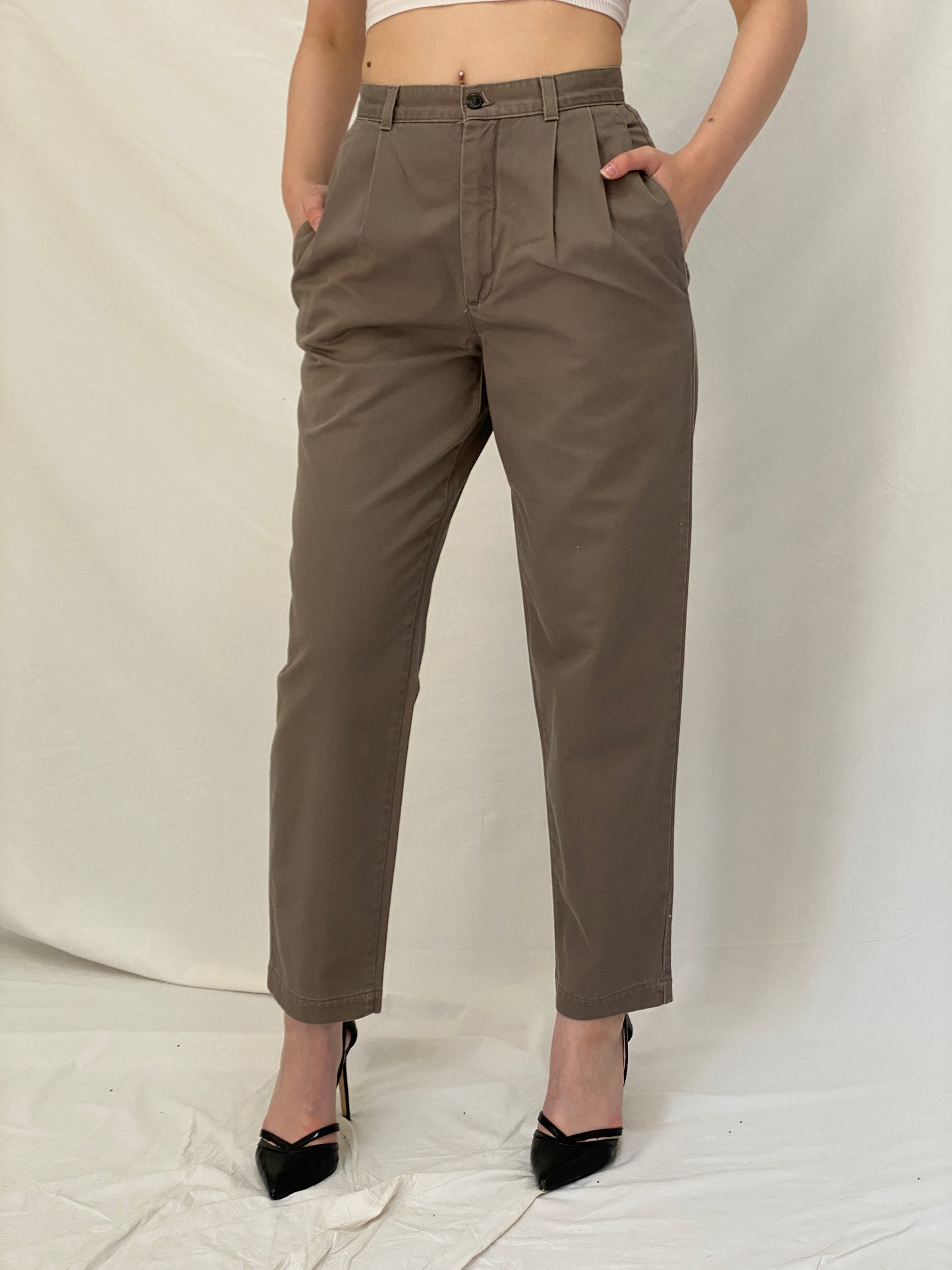 Vintage Dockers Classic Cotton Khaki Trousers Taupe Straight Leg Y2K Minimalist Pants - S