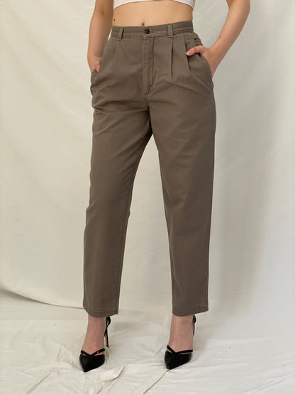 Vintage Dockers Classic Cotton Khaki Trousers Taupe Straight Leg Y2K Minimalist Pants - S