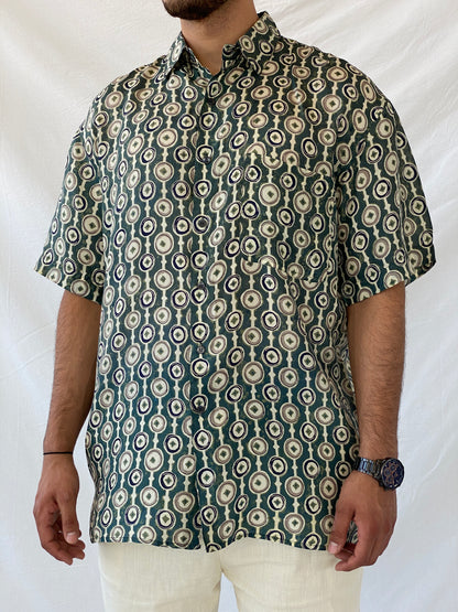 Vintage 90s Robert Stock Half Sleeve Silk Shirt - L