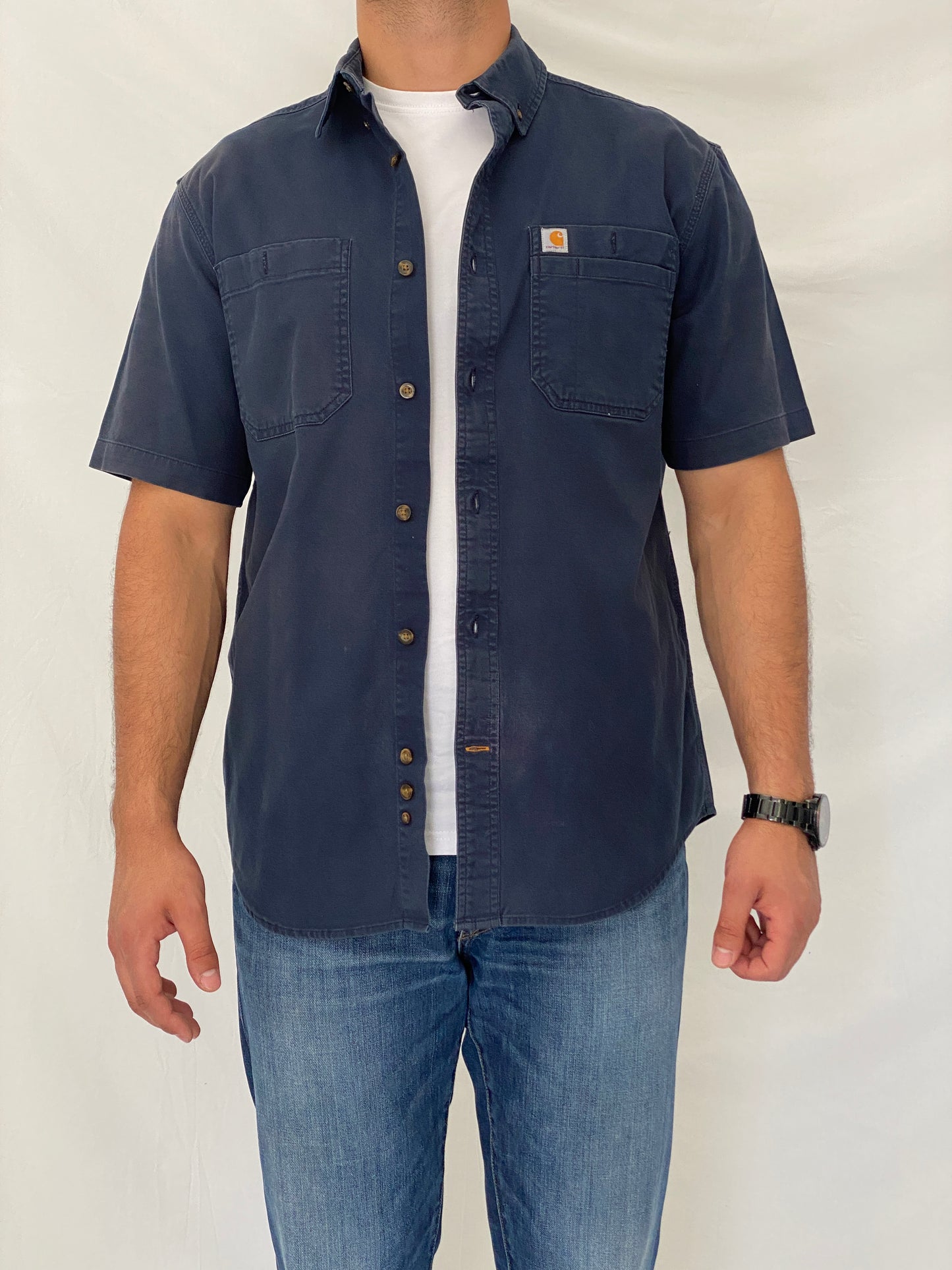 Carhartt Relaxed Fit Navy Cotton Work Spring 2019 Shirt - L