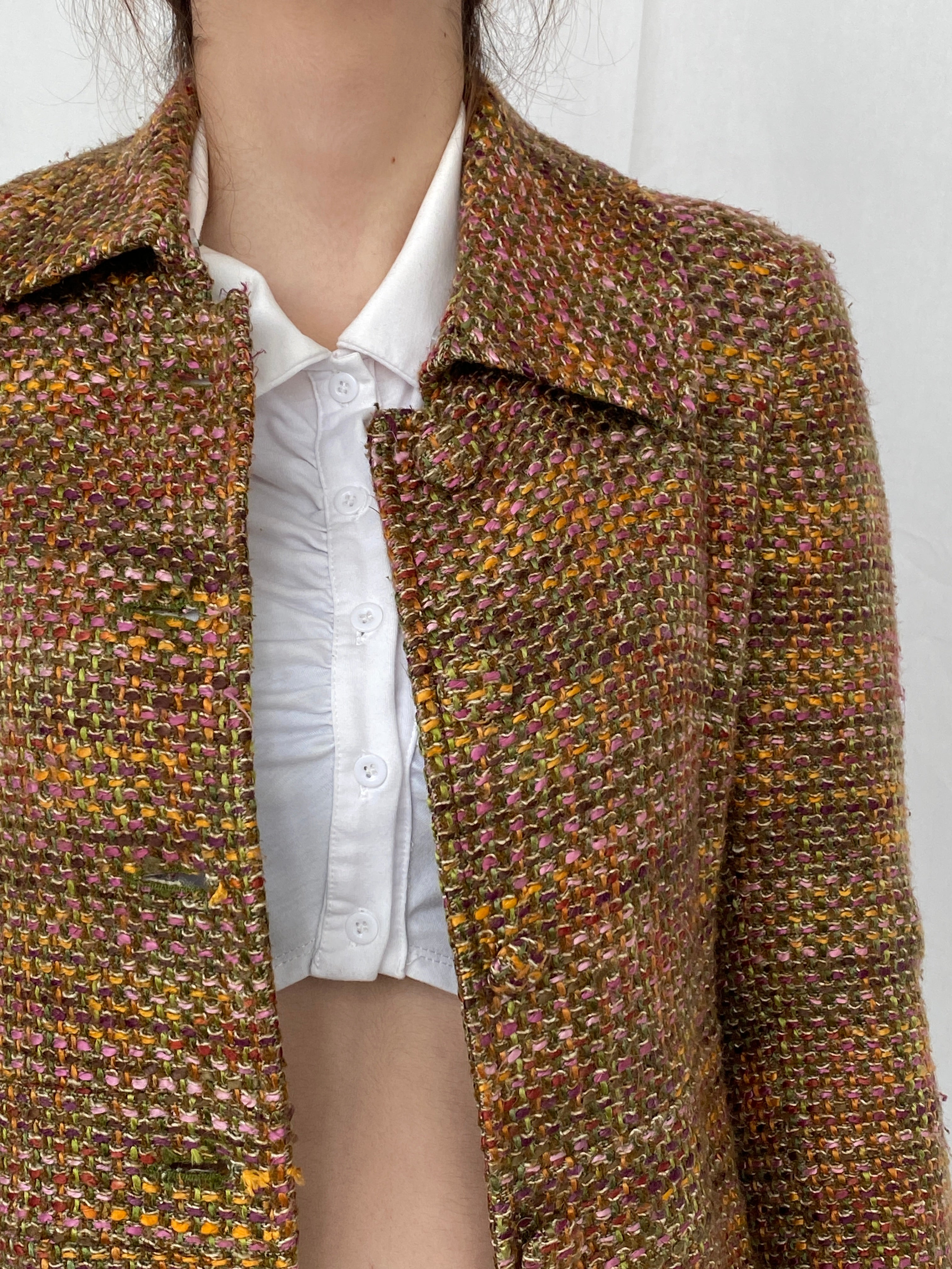 Vintage Marciano Tweed Multicolor Women’s Peacoat - S