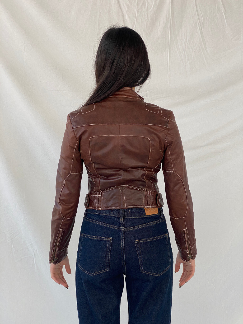 Vintage 90s Hypnotic Brown Genuine Leather Biker Jacket - XS