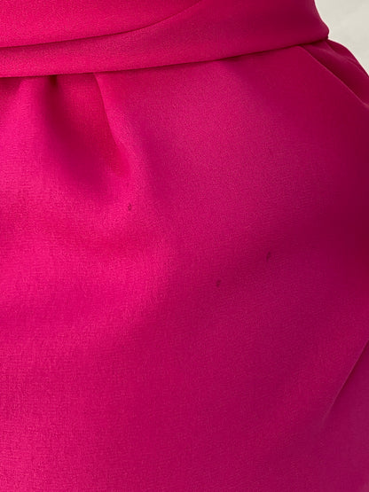 Vintage 80s Henry-Lee Hot Pink Statement Shoulder Mini Dress - S