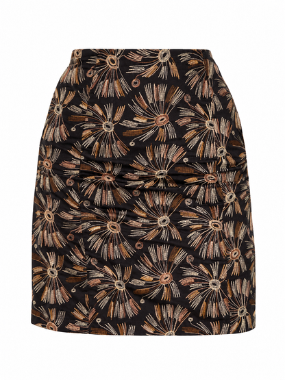 Vintage 90s Talbots Petites Black & Gold Embroidered Cotton Mini Skirt – M