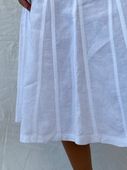 Cutest Everyday Midi A-Line Linen White Skirt - S