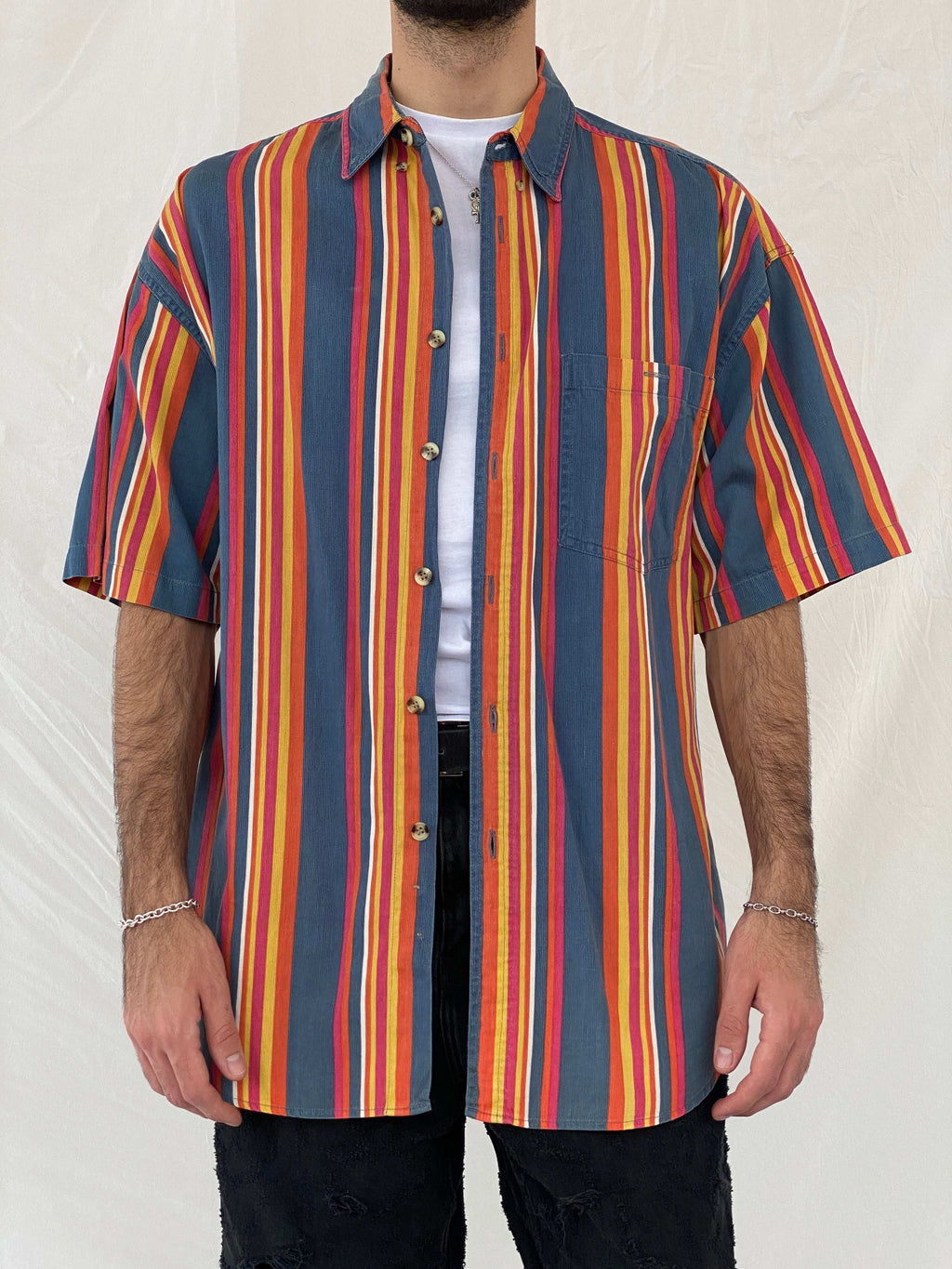 Vintage New Tast Striped Shirt - L - Balagan Vintage Half Sleeve Shirt 00s, 90s, Awsam, half sleeve shirt, NEW IN, printed shirt, striped shirt