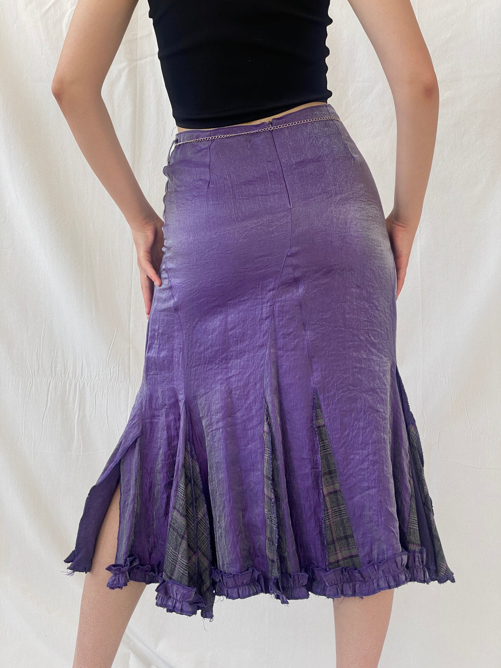Vintage Y2K Alvina Whimsy Goth Metallic Purple Midaxi Women’s Skirt - M