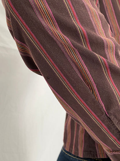 Vintage Y2K La Chemiserie dAVELINE Brown Stripe Buckle Waist Shirt - S