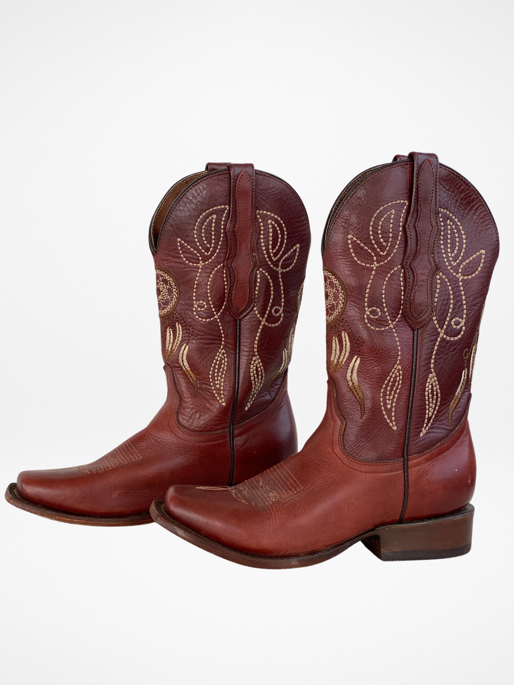El General Western Embroidered Brown Nubuck Leather Women’s Rodeo Classics Cowboy Boots