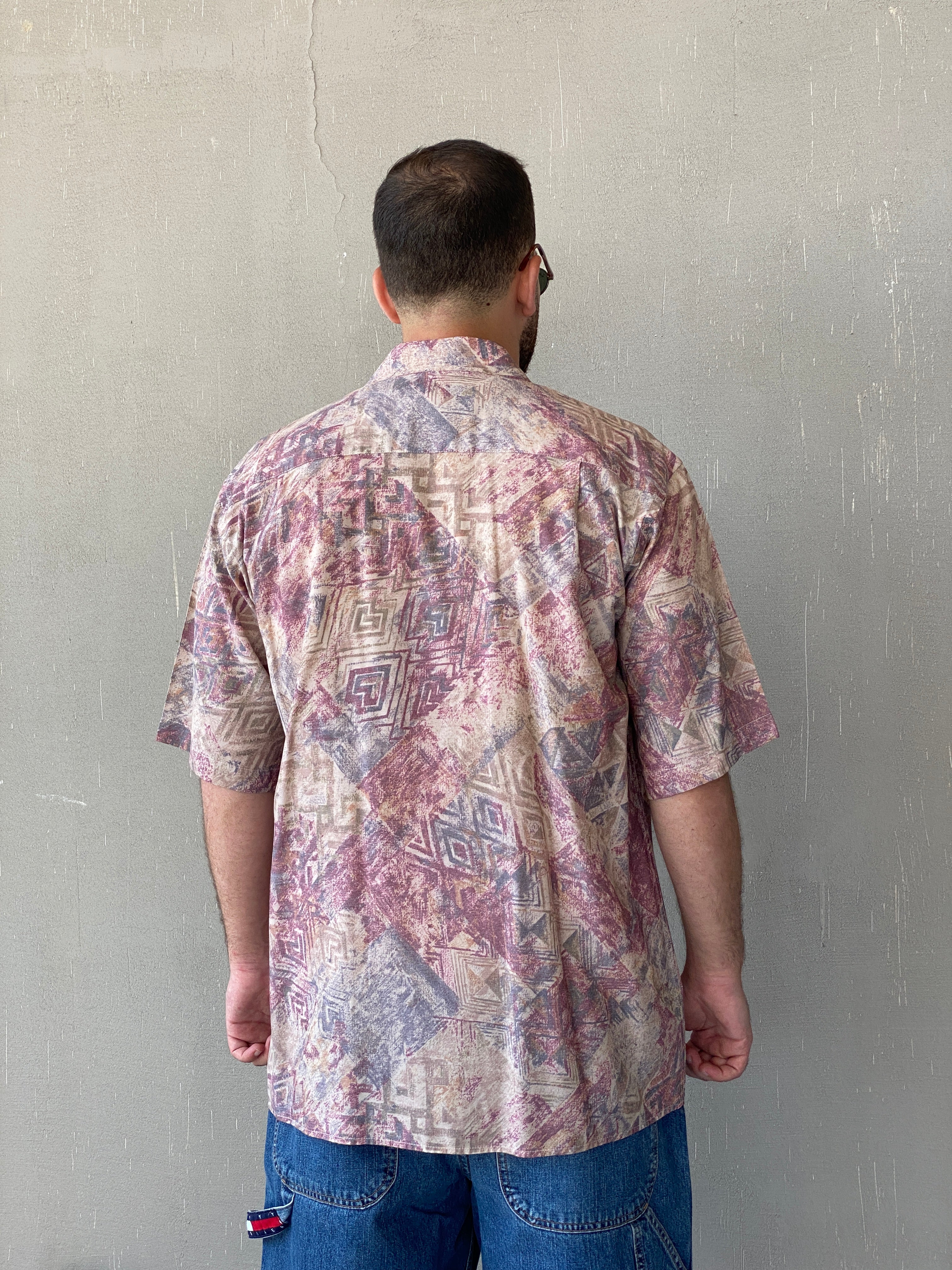 Vintage Green Woods Printed Half-Sleeve Shirt - L