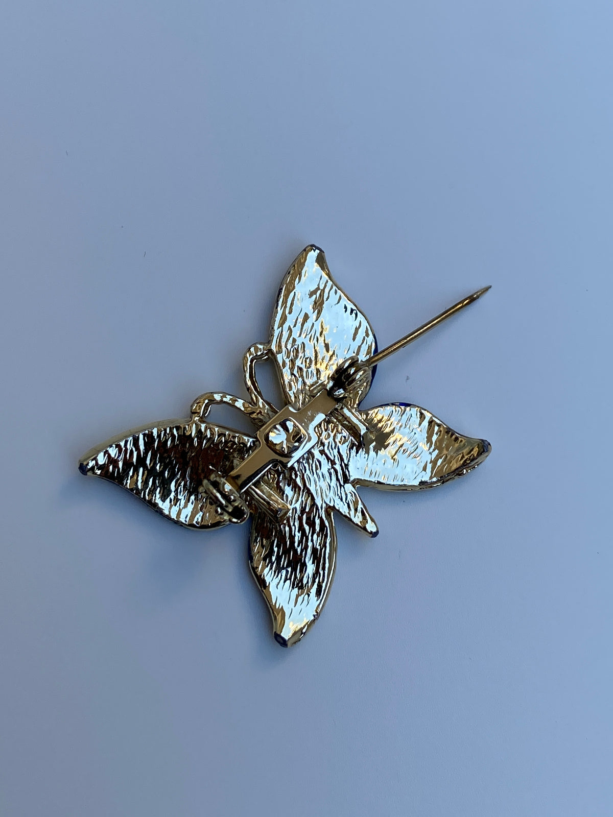 Vintage Blue Enamel Butterfly Pin Crystal Rhinestone Accents Brooch Vintage Blue Enamel Butterfly Pin Crystal Rhinestone Accents Brooch