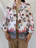 Statement SELMA Ivory Multicolor Seashell Red Coral Printed Cotton Blazer - XL